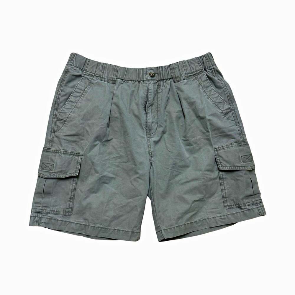 Tommy Bahama Men’s Gray Cargo Shorts Cotton Cargo Pockets Elastic Waist Size L